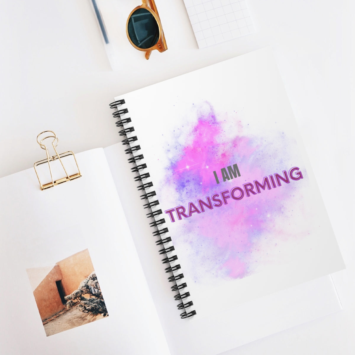 I AM TRANSFORMING - Affirmation Spiral Notebook - Ruled Line - With Document Pocket