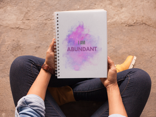 I AM ABUNDANT - Affirmation Spiral Notebook - Ruled Line - With Document Pocket