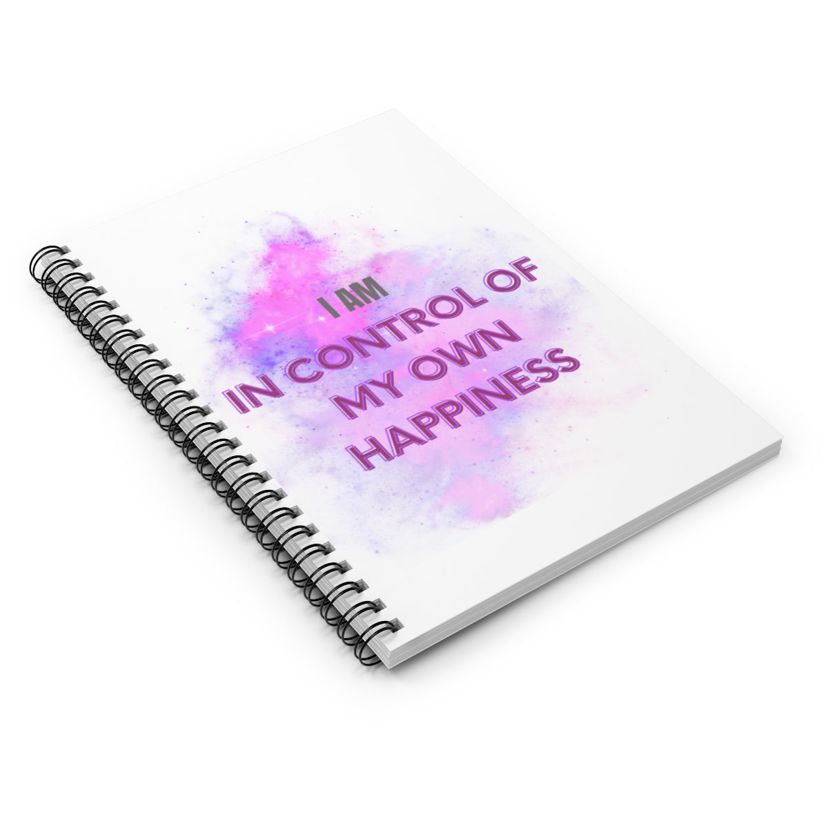 I AM IN CONTROL OF MY OWN HAPPINESS - Affirmation Spiral Notebook - Ruled Line - With Document Pocket