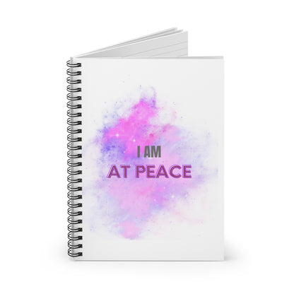 I AM AT PEACE - Affirmation Spiral Notebook - Ruled Line - With Document Pocket