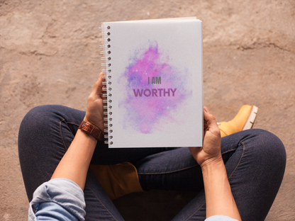 I AM WORTHY - Affirmation Spiral Notebook - Ruled Line - With Document Pocket